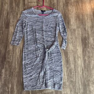 GAP Gray Marled Long-Sleeve Tie-Waist Dress